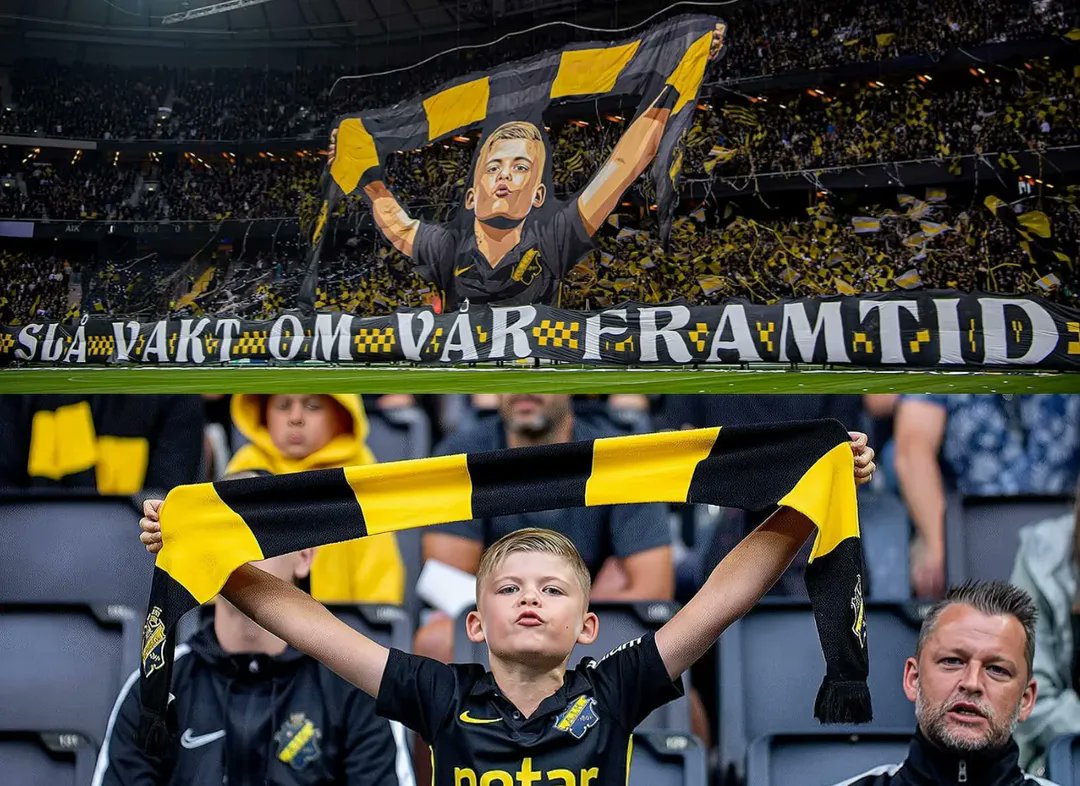thecasualultra's tweet photo. Sunday story time ☕📰📢⚽
“BLACK AND YELLOW LEGACY: AIK AND THE SPIRIT OF STOCKHOLM” 🇸🇪⚫🟡

Founded in 1891, AIK is one of the oldest and most historic football clubs in Sweden. The club was established in the heart of Stockholm and quickly became a symbol of pride for the capital. AIK’s football section was formed in 1896, making it one of the pioneers of organized football in the country. Throughout its long history, AIK has built a reputation as one of the most traditional and passionate clubs in Swedish football, winning multiple Allsvenskan league titles and Swedish Cups while maintaining a strong identity tied to Stockholm’s working-class districts. 
Fans of the club are referred to as AIK:are or gnagare (meaning rodent); both words are the same in singular and plural. Although AIK fans can be found all over Stockholm and Sweden, the northwestern central Stockholm urban area is considered the club's stronghold. Black Army – Stockholm was formed in 1981 and is today the biggest supporter group of AIK. 

During the 1980s and 1990s, Black Army wrought havoc around the country, making national headlines, as a result of which another supporter group, Allmänna Supporterklubben (the General Supporters Club), was created in 2000 as an alternative. In 2002 Allmänna Supporterklubben was renamed to the much more AIK related name "Smokinglirarna" (roughly, "The Players", literally "the Black Tie Players"). In 2002 an ultras group was formed, Ultras Nord (Ultras North), and two years later, 2004, Sol Invictus was formed. Black Army, Smokinglirarna, Ultras Nord, and Sol Invictus together with AIK-Tifo form the so-called AIK-Alliansen (the AIK Alliance).AIK's main rival is Djurgårdens IF, also formed in 1891 in Stockholm, just three weeks after AIK. AIK also maintains a strong animosity towards the third major Stockholm side Hammarby IF. 

The club's biggest rival outside the Stockholm urban area is IFK Göteborg, Leksands IF, and Malmö FF.Firman Boys (FB91) is a prominent Swedish hooligan firm associated with AIK Fotboll, established in 1991 following a breakaway from the supporter group Black Army.

They are considered one of Sweden's most active firms, with an estimated membership of 400–500, often operating without official affiliation to the club.