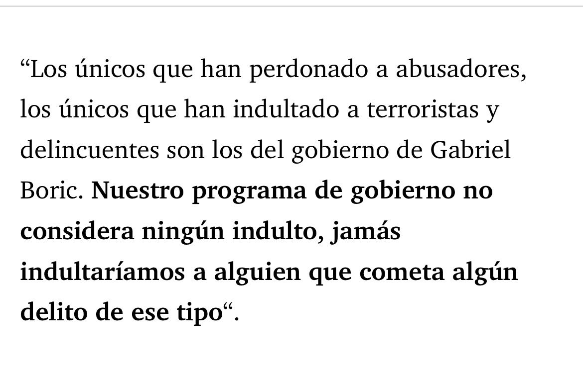 Kast aeñló que los indultos no estaban en su programa.  Que no eran prioridad en su gobierno. A días de asumir ya lo plantea.
