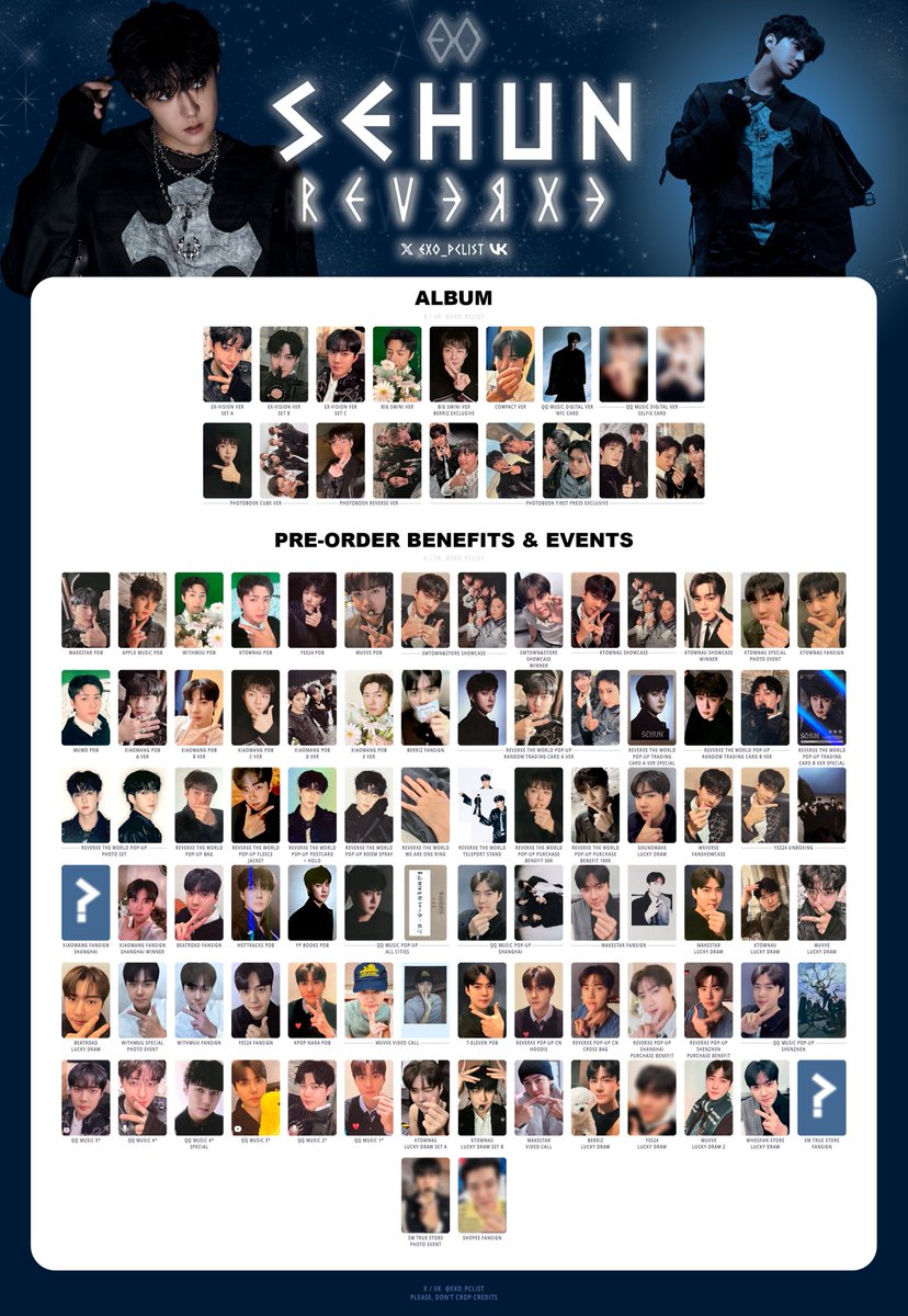 EXO's photocard lists | ot9 (@exo_pclist) / Posts / X