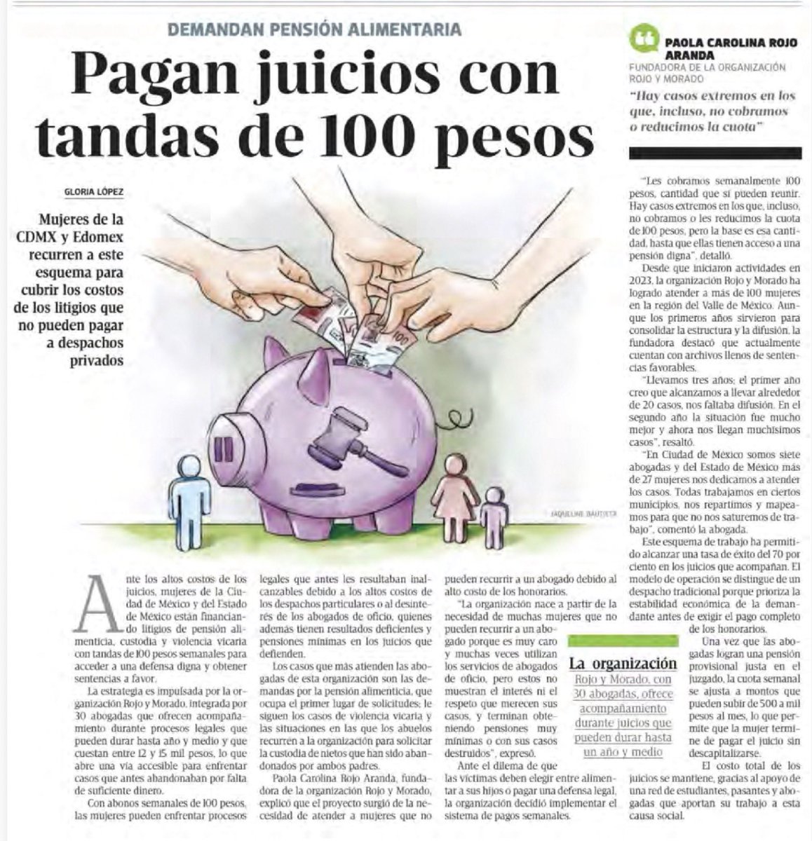 JoseMarioMX's tweet photo. Hay algo profundamente perturbador en esta escena: varias manos depositando billetes de 100 pesos en una alcancía para pagar un juicio de pensión alimenticia. No es una metáfora, está pasando. Mujeres organizando tandas para poder litigar lo más básico: que el padre de sus hijos cumpla con su obligación. Cuando la justicia se paga en abonos semanales, el problema ya no es económico, es institucional.

La ley dice que el derecho a alimentos es irrenunciable y prioritario. Pero la realidad cuenta otra historia: juicios largos, costos imposibles y defensas públicas rebasadas. Entonces aparece una decisión brutal que ninguna persona debería enfrentar: gastar el dinero en comida hoy o invertirlo en un juicio que tal vez, después de meses o años, logre que llegue lo que debió llegar desde el principio.

Por eso la imagen de la alcancía con un mazo judicial encima es tan poderosa. Dice algo que muchas sentencias todavía no quieren reconocer: cuando para exigir alimentos hay que organizar tandas de 100 pesos, el sistema de justicia no está garantizando derechos… está obligando a las personas más vulnerables a financiar, peso por peso, el camino para que la ley finalmente se cumpla.