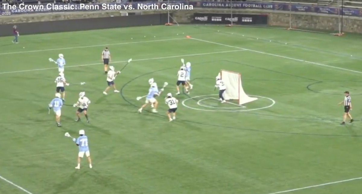 awfulannouncing's tweet photo. Lacrosse announcer absurdly serves as replay official for critical UNC-Penn State goal review https://t.co/CfkEK3Hc0v https://t.co/suqeIiQ47v