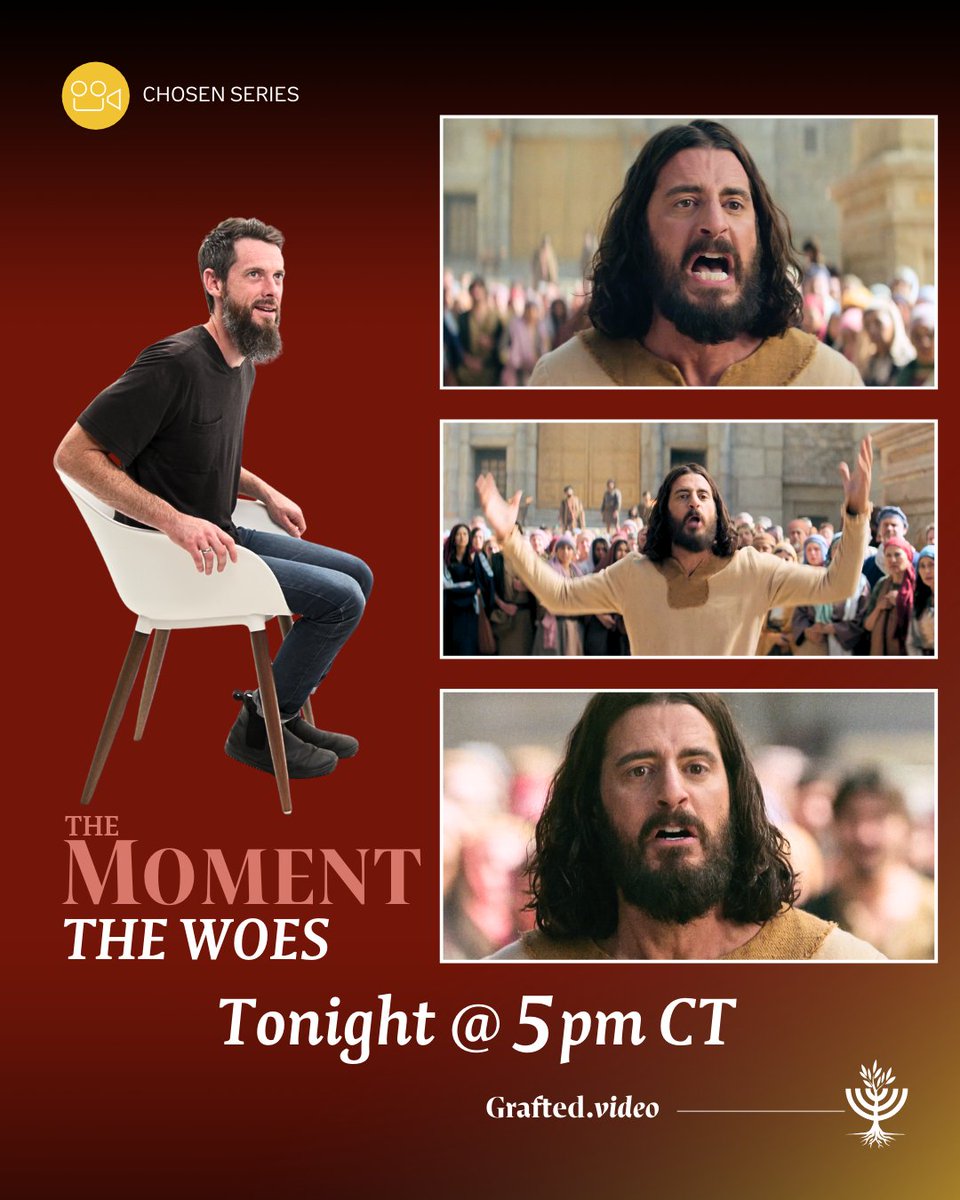 Do you know the Hebrew word for "woe"? Watch tonight to find out! Dr. Tom &amp; Sam open up the Bible and walk through the woes as depicted in The Chosen's season 5 episode 3. Not so much laughing in this one!