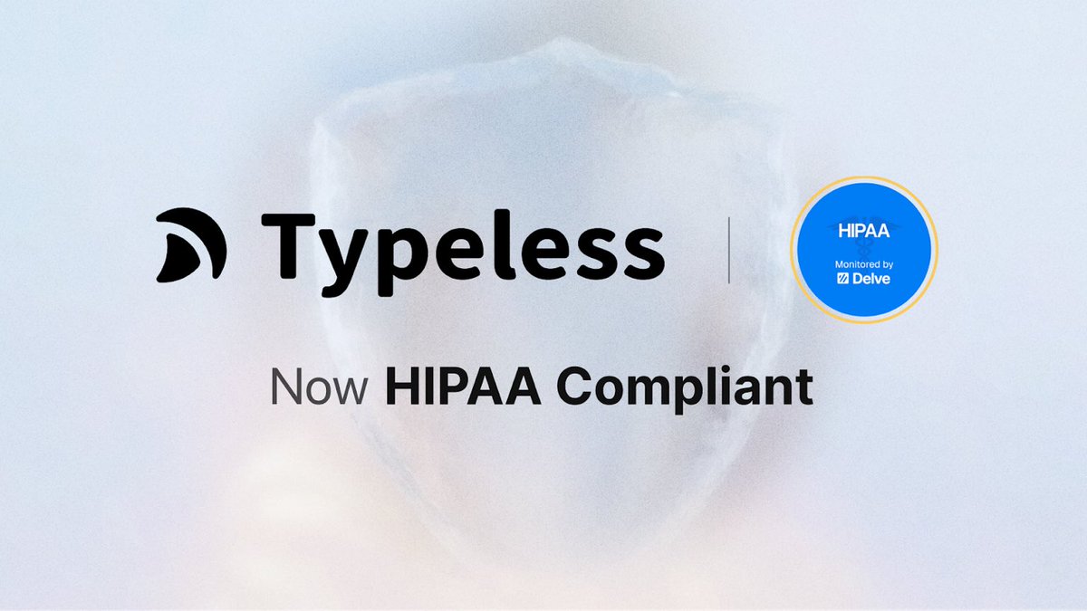xetgepete's tweet image. Grande atualização da Typeless.

A plataforma agora é oficialmente HIPAA compliant e GDPR compliant.

Isso significa que atende aos padrões de privacidade mais rigorosos dos EUA e da União Europeia.

Em outras palavras: seus dados continuam sendo seus.

Os 3 pilares de