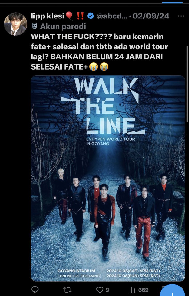 engene udah koar koar dari dulu kalau enhypen butuh istirahat, puncaknya di 2024, habis KONSER FATE LANJUT FATE+ TERUS LANJUT WTL, bener bener gada jedanya lagi buat mereka. 

terus sekarang 2026 ni agensi malah bilang “enhypen jadwalnya padet jadi gabisa kalau mau solo”?????