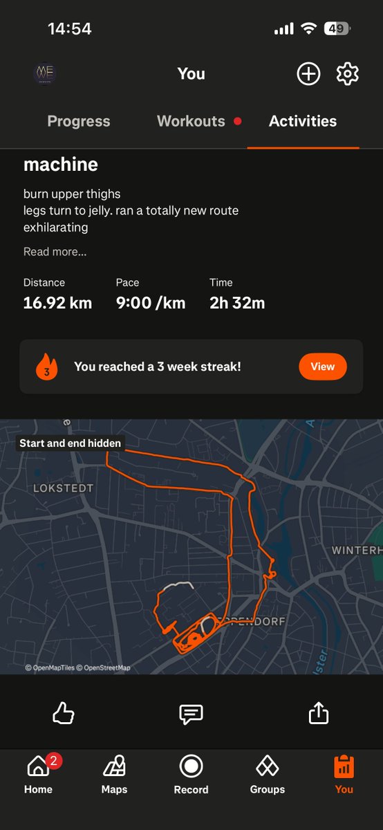 BoodeVon's tweet photo. Run-fu
freedom
to be alive and #running 
worked my legs with 360's 
burnt thighs, knees, blisters both feet.
I don't mind...
im addicted to the pain
exploring new routes, new ways to 
#Run #run #runner 
upper body every 3 miles.
#Strava #Positiveforce https://t.co/bXilLV301g