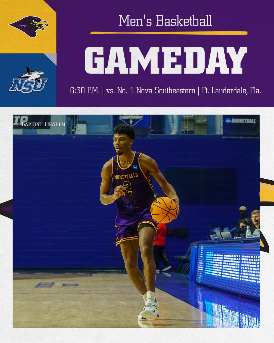 MontevalloMBB's tweet photo. 🚨 ROUND 2 🚨

🆚 No. 1 Nova Southeastern
⏰ 6:30 p.m.
📍 Ft. Lauderdale, Fla.
📺 https://t.co/318eaYMJq4
📊 https://t.co/318eaYMJq4
🎟️ https://t.co/c5DnggN1mw

#TogetherWeRise https://t.co/oZyrzEmFvU