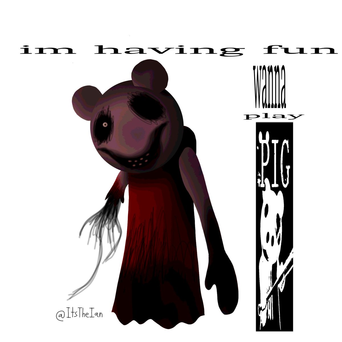 ian_berm's tweet photo. hey gng, before i head on to bed, i made a @vibingleaf version of roblox Piggy :D 

meet PIG, she just wants to have fun, thats it-

#Piggy #RobloxPiggy #Roblox #Horror https://t.co/SL6d3FjAbB