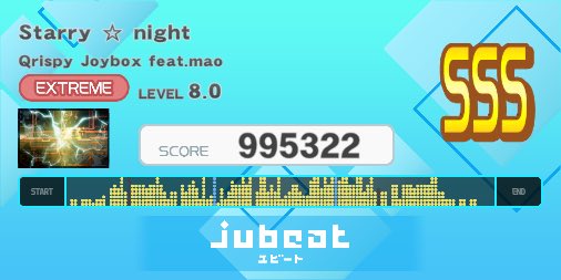 jubeat（ユビート）で「Starry ☆ night」をプレー！ SCORE: 995322 apps.apple.com/jp/app/jubeat-…