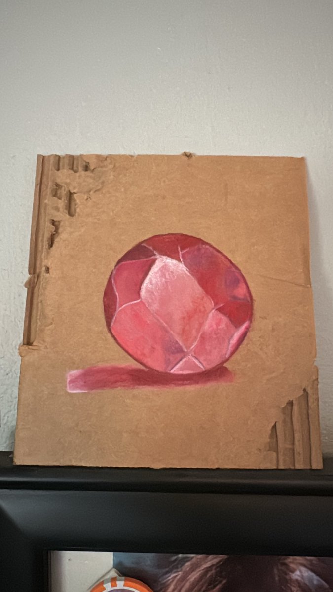 EmmaDrawsThings's tweet photo. Just colored pencil on a piece of cardboard I couldn’t throw away. Drew a ruby on it because why not. 💎 Beauty and decay, living together just fine.
#ColoredPencil #CardboardArt #BeautyAndDecay #GemstoneArt #EmmaDrawsThings https://t.co/DRcsMsjzYx