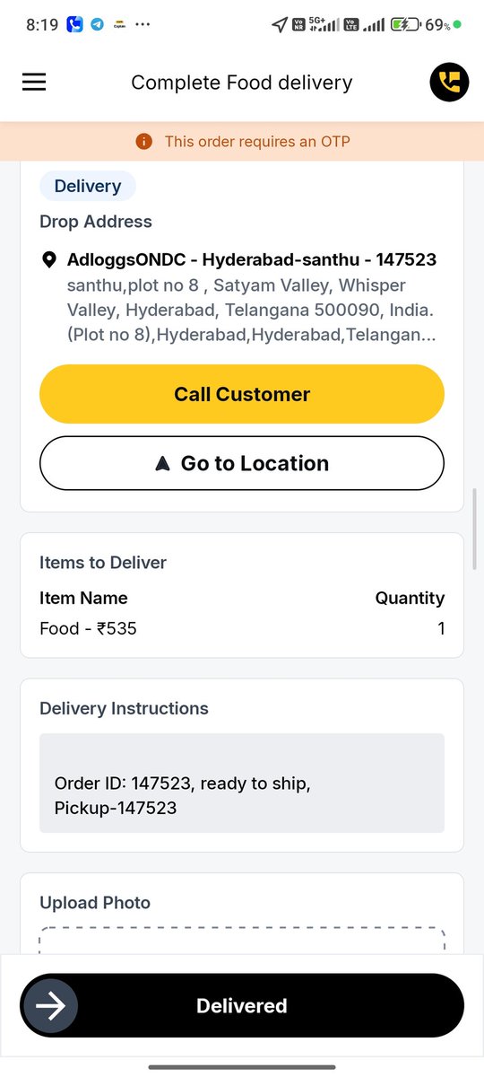 Subham_2716's tweet photo. @adloggs This order has been taken by another rider. Please cancel this order. https://t.co/caFzolTLwR