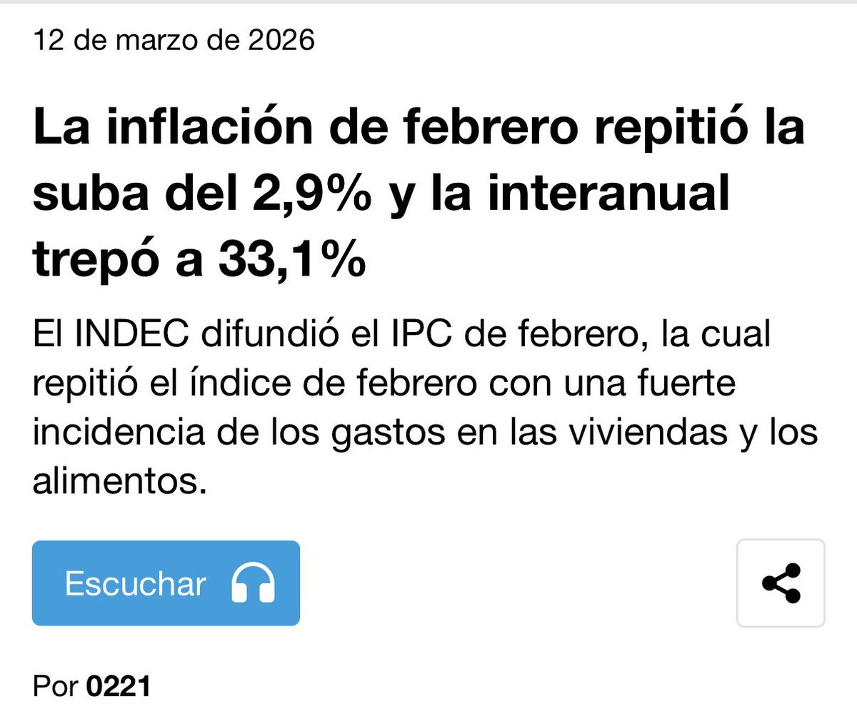 ferdiazfer's tweet photo. 2026: tercer año de gobierno del especialista en crecimiento económico con o sin dinero. Inflación oficial interanual 33,1%. https://t.co/Ca4pP10O4U