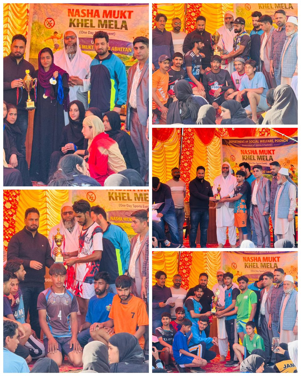 khalilBanday's tweet photo. Department of Social Welfare Poonch organised Nasha Mukt Khel Mela at Govt HSS Seri Khawaja with 250+ athletes participating in five sports events, promoting awareness against drug abuse among rural youth. Certificates, medals and trophies were awarded to athletes, referees etc. https://t.co/O9epdN6dci