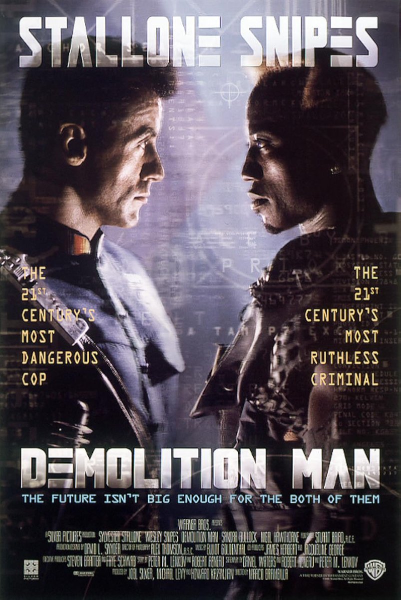 Rewatch complete of this dystopian action flick! Totally bonkers in the best ways possible from crazy characters, the futuristic sets and costumes while delivering hard hitting violent action. Stallone is good but Snipes and Bullock steal this movie elevating it to 3 sea shells!