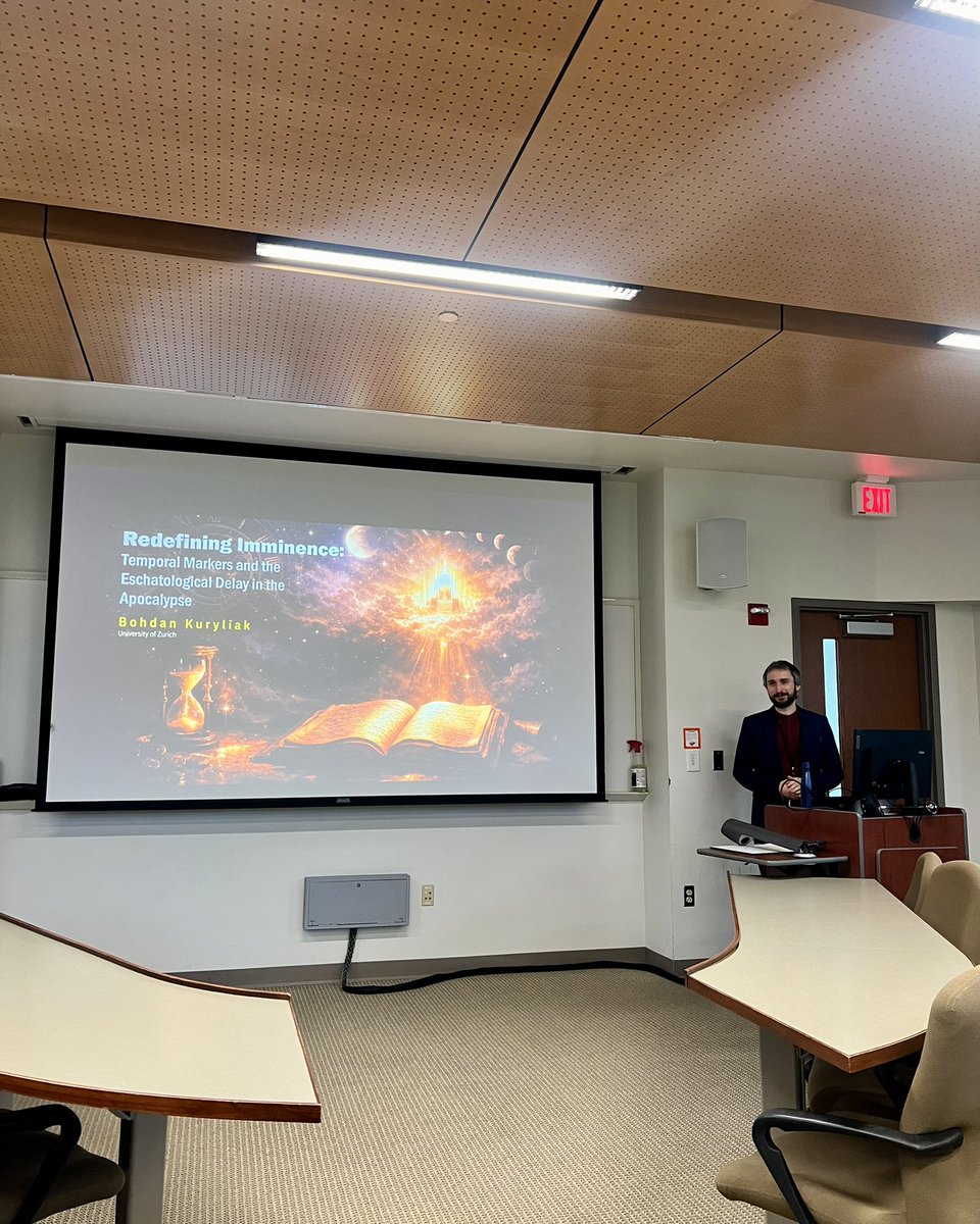 BohdanKuryliak's tweet image. Pleased to present my research, "Redefining Imminence: Temporal Markers and the Eschatological Delay in the Apocalypse," at the Midwest Regional Meeting for Biblical Studies at Saint Mary’s College – Notre Dame, Indiana.

#NewTestamentStudies #BiblicalStudies #Revelation