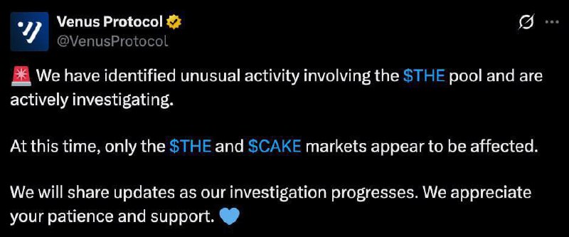 ImCryptOpus's tweet image. ⚠️ JUST IN: Venus #Protocol has been exploited again, marking its 6th exploit this year. Venus #Protocol has now suffered six separate exploits in the last year, which have resulted in millions stolen and making it one of the lowest security #crypto platforms. #crypto