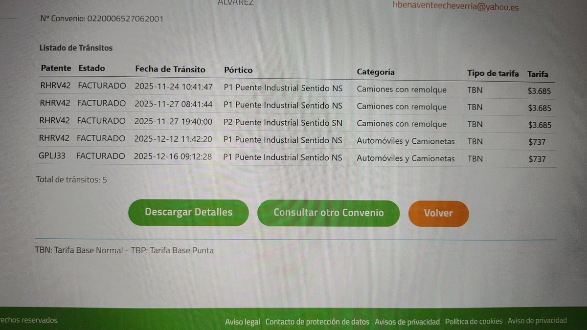 HugoBenaventeE's tweet photo. @MTTBiobio estimados tengo problemas con el cobro del Tag del puente industrial me cobraron como camión con carro cuando transite con una camioneta con carro hice el reclamo el 20 de enero y todavía no responden y me llegan todos los días correos con reclamos que pague https://t.co/sCp6z2Yf2V