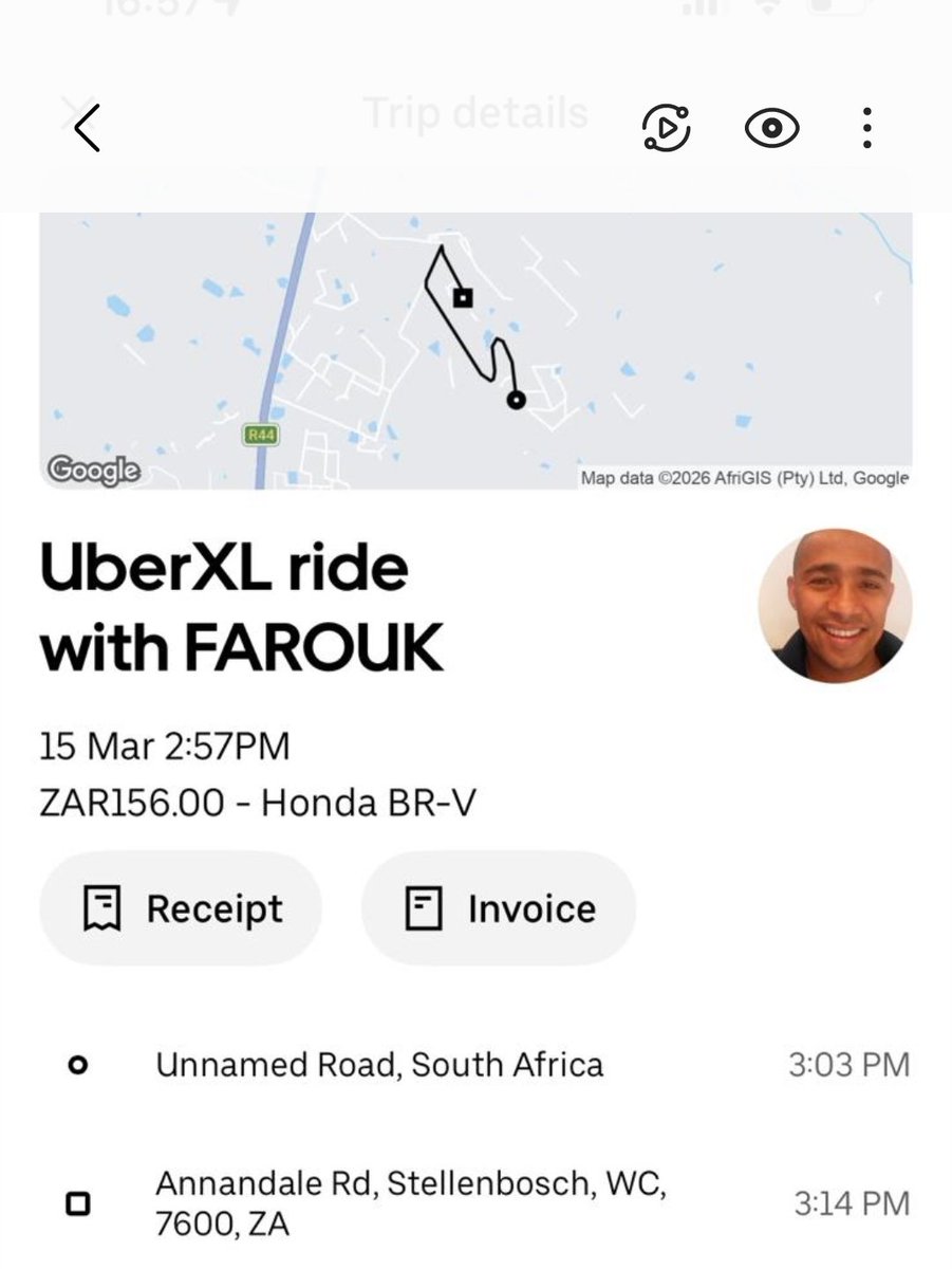 Hey Twitter, please help me! My boyfriend left his bag in an Uber in Stellenbosch, South Africa earlier today. It contained a lot of stuff we need. 
I'm trying to reach the Uber driver, but the number in the app doesn't connect.
Please could you help me to Find Farouk?