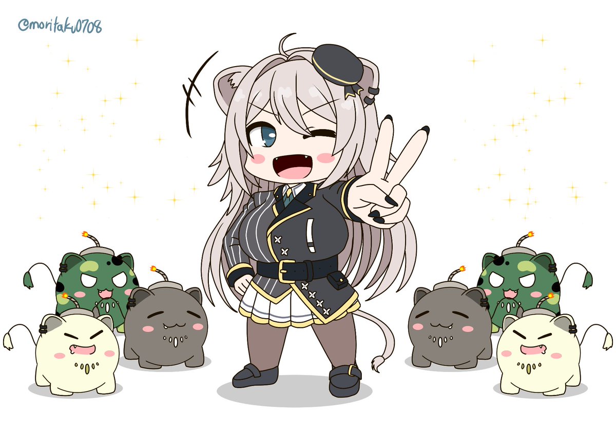 獅白ぼたん 「獅白ぼたん(SDver) 早速進衣装のししろんを描かせていただきました。 #しし」|MORITAのイラスト