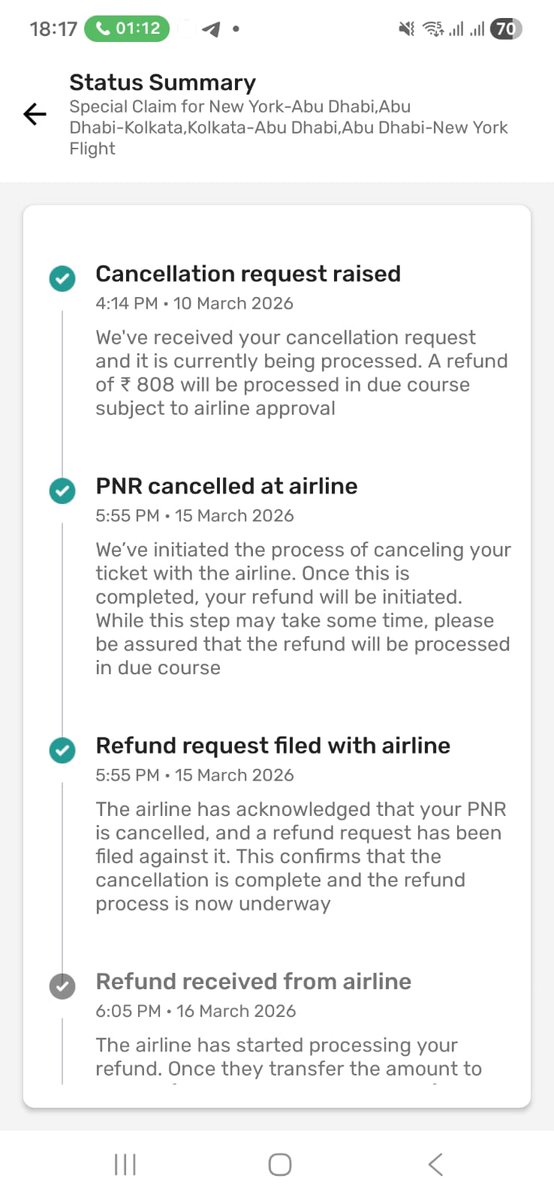 GhoshSeban2587's tweet photo. @goibibo @goibibosupport This is blatant fraud. You showed a confirmed refund of ₹75,245 (screenshot 1), then changed it to ₹808 (screenshot 2) for my @Etihad cancellation. Why are you pocketing my refund despite Etihad's spcl waiver? @EtihadHelp @jagograhakjago #GoibiboFraud https://t.co/SesvwdRxVN
