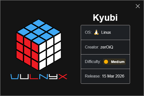 vulnyxofficial's tweet photo. New VM | Kyubi by zerOiQ
π (https://t.co/B8MK7SoSce)
#vulnyx #nyx #linux #ctf #pentesting #cybersecurity #infosec #hacking #redteam #informationsecurity #networksecurity #boot2root https://t.co/UusY1n7tDk