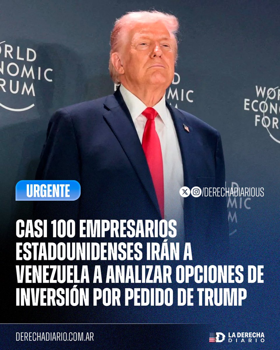 🚨🇺🇸🇻🇪 | TRUMP LO HIZO: Casi 100 empresarios estadounidenses viajarán a Venezuela la próxima semana para analizar opciones de inversión a pedido de Donald Trump, posibilitando la reconstrucción del país gracias al control ejercido sobre el régimen chavista.