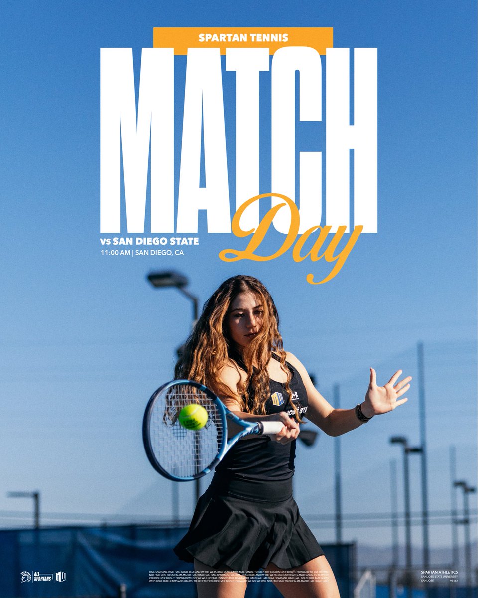 Time to face some Aztecs 🫡😤

🆚 San Diego State
⏰ 11:00 a.m.
📍 San Diego, Calif.
🏟️ Aztec Tennis Center
📺 bit.ly/4sMrEBw

#AllSpartans