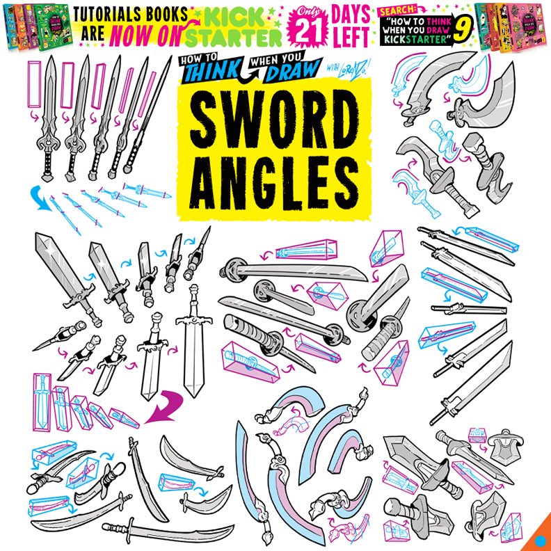 EtheringtonBros's tweet photo. SWORD ANGLES from my tutorials BOOKS, on KICKSTARTER NOW for just 21 days - tap the link in the bio here: @etheringtonbros or google “How to THINK When You Draw Book 9 KICKSTARTER” before they all SELL OUT :)
#anime #manga #comicart #conceptart #gamedev #animationdev https://t.co/bFHkt1ZRLd
