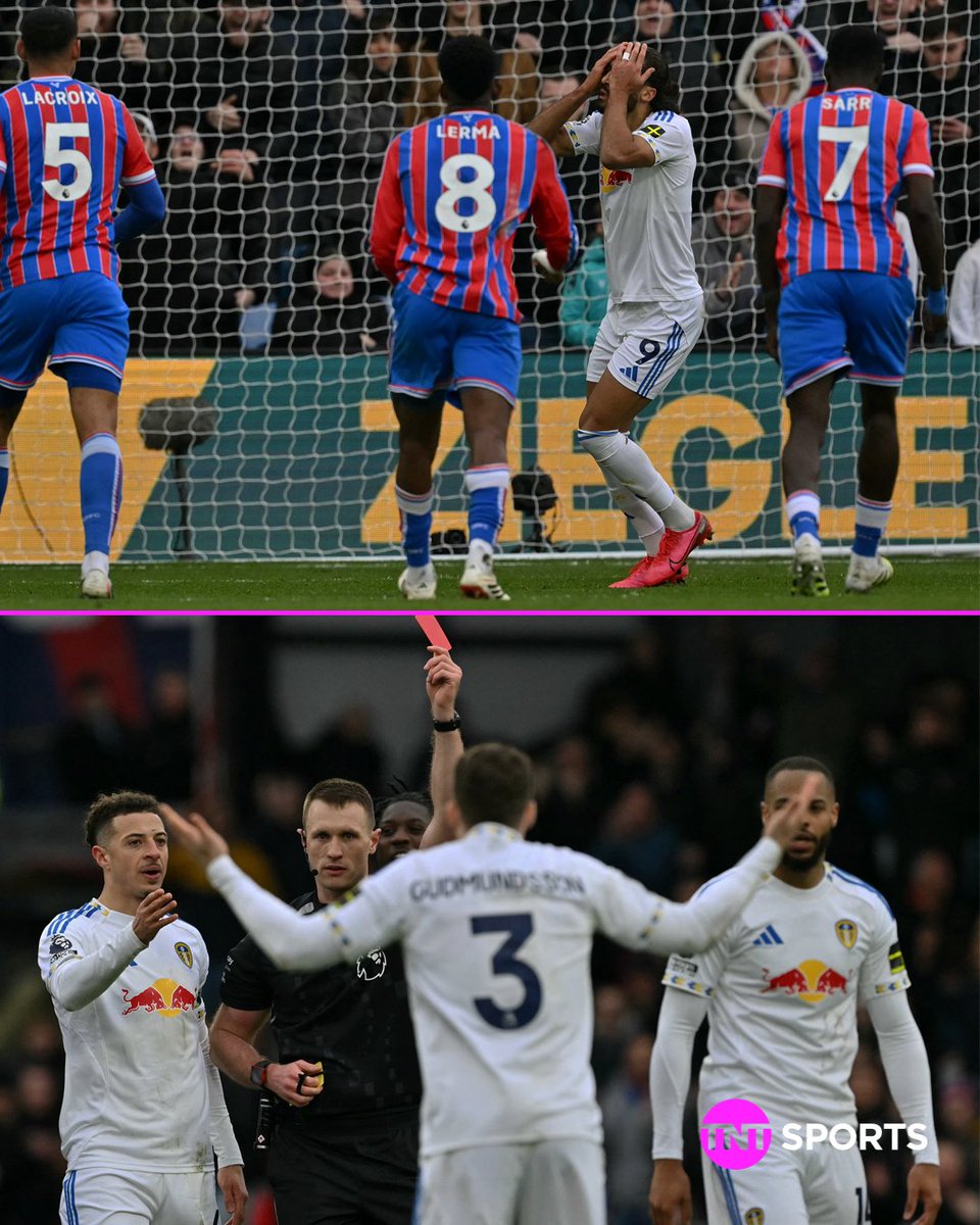 mundopremierbr's tweet photo. No jogo entre Leeds United x Crystal Palace, Calvert-Lewin perdeu um pênalti e Gudmundsson foi expulso. Tudo isso num intervalo de 5 minutos.
#CalvertLewin #LeedsUnited #CRYLEE
📷 TNT SPORTS https://t.co/nOX6iQtkgl