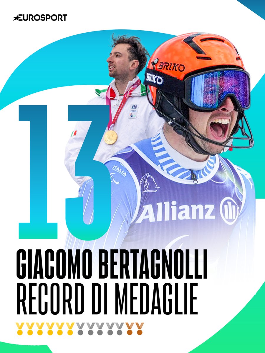 Eurosport_IT's tweet image. NESSUNO COME JACK ✨🇮🇹

Con 1️⃣3️⃣ medaglie conquistate in carriera, Jack Bertagnolli diventa l'atleta italiano più medagliato alle Paralimpiadi invernali con 6 ori, 5 argenti e due bronzi 🥇🥈🥉

#Paralympics #MilanoCortina2026 #Paralimpiadi #Bertagnolli
