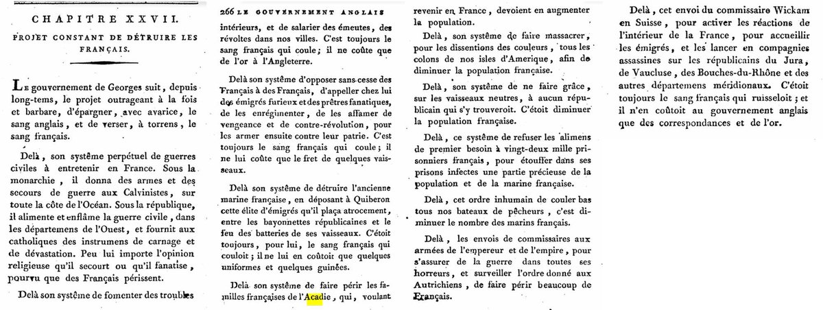 Les #acadiens dans le nationalisme français sous la #révolutionfrançaise. Ici Bertrand Barère. "La liberté des mers ou le gouvernement anglais dévoilé". 1798.