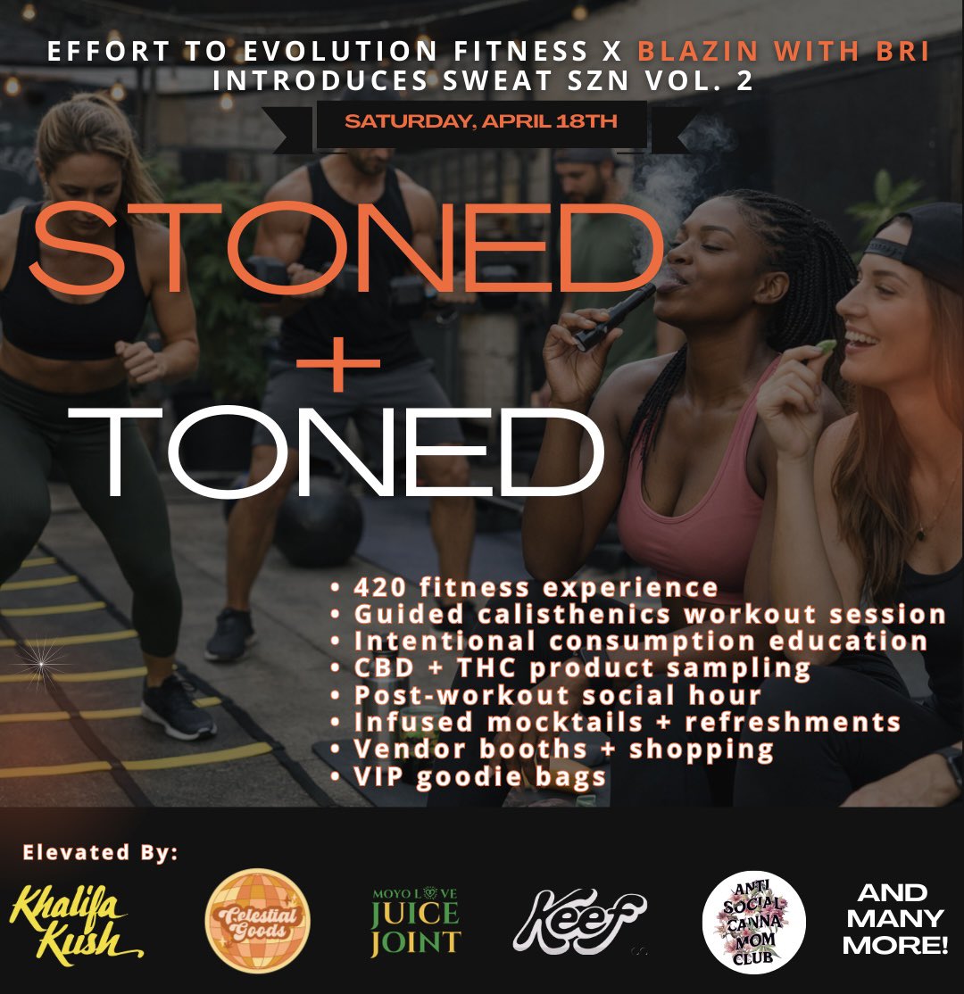 blazinwithbri's tweet photo. i’m co-hosting San Diego’s first 420 fitness series. hope to see yall there! 
let’s get stoned + toned 🌱💪🏾 https://t.co/LB9w4F4OPA