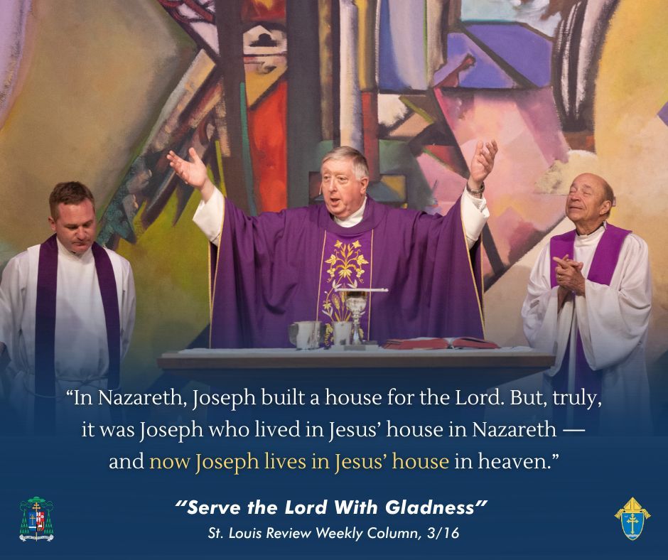 StLouisReview's tweet image. We celebrate the feast of St. Joseph this week on March 19. St. Joseph is a living lesson in some of the ways the Lord works to bring about the new heavens and new earth, says Archbishop Rozanski. 

Read this week's Serve the Lord with Gladness column: stlouisreview.com/story/serve-th…