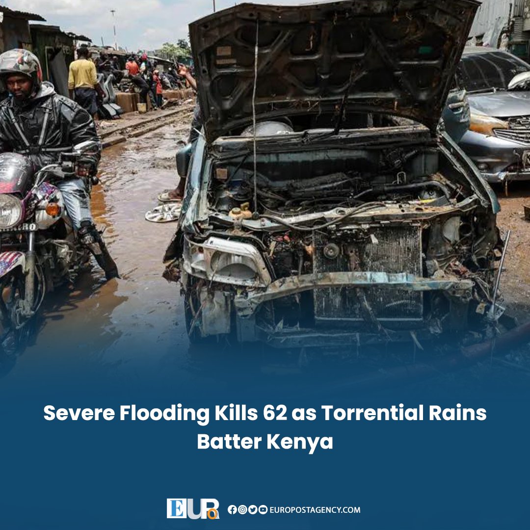 EuroPostAgency's tweet image. Dozens Dead in Kenya After Widespread Flooding Triggered by Heavy Rains

Authorities say at least 62 people have died as relentless rainfall causes severe flooding across parts of Kenya, with rescue efforts ongoing. 
#EuroPost