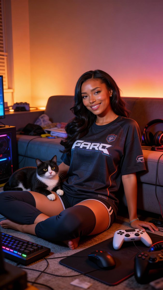 iyannabowantcm's tweet photo. Oreo always finds his way into my gaming nights.#TrueCharmModels #VirtualModel #DigitalMuse #AIInfluencer #AICommunity #AIbaddie #GamerGirlAI #VirtualSiren #DigitalDiva #AIcosplay #CatLife https://t.co/hJPXGSWmaq