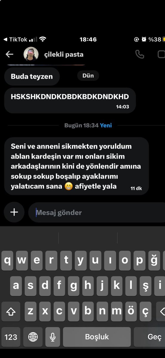 Bu mesajları 18 yaşında kıza yazıyor bu yarrraga oturup pasta yeme meraklısını gördüğünüz yerde