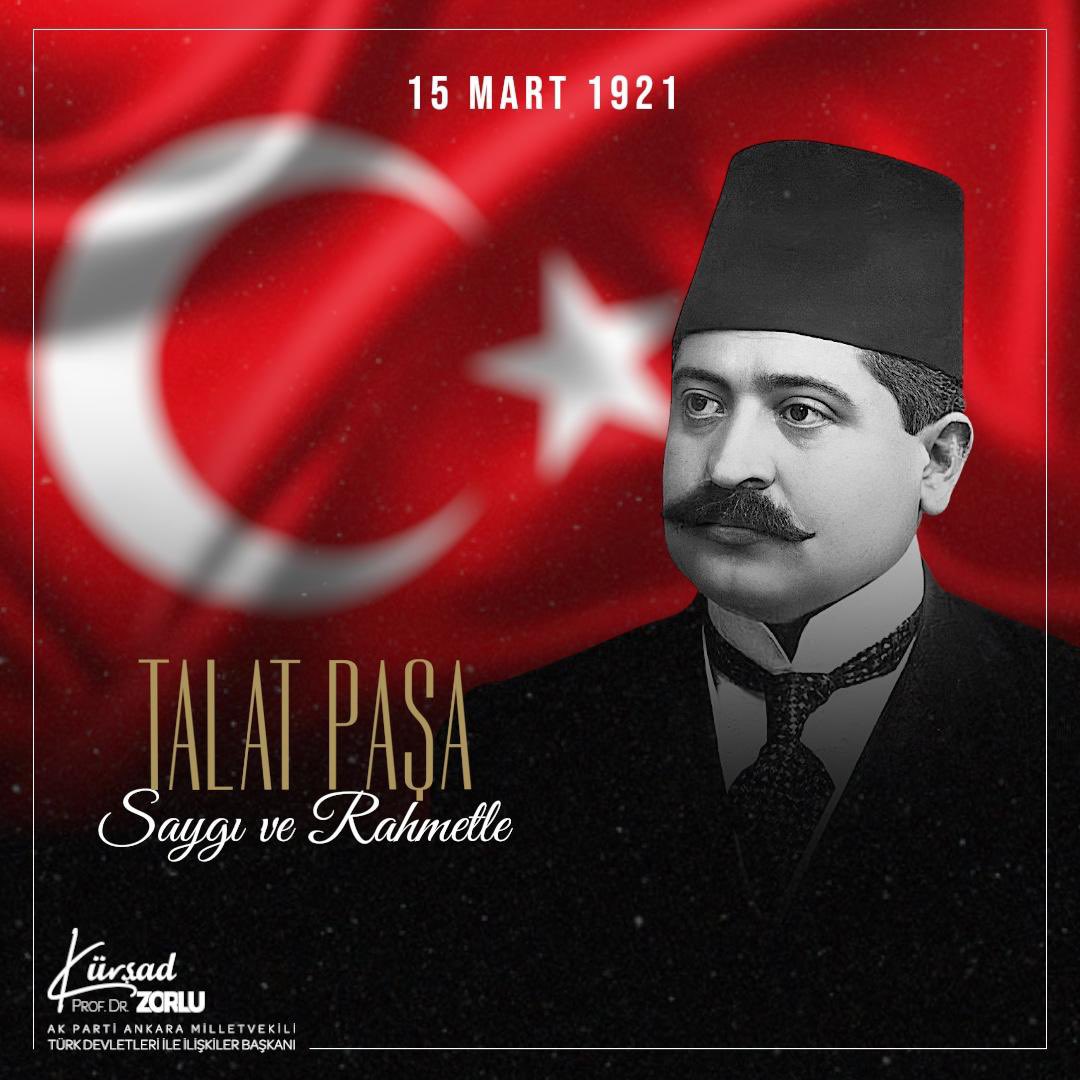 15 Mart 1921’de Berlin’de uğradığı suikast sonucu şehit düşen ve zorlu bir dönemde devlet yönetiminde sorumluluk üstlenmiş kıymetli devlet adamı #TalatPaşa’yı vefat yıl dönümünde saygı ve rahmetle anıyorum.

Ruhu şad olsun!