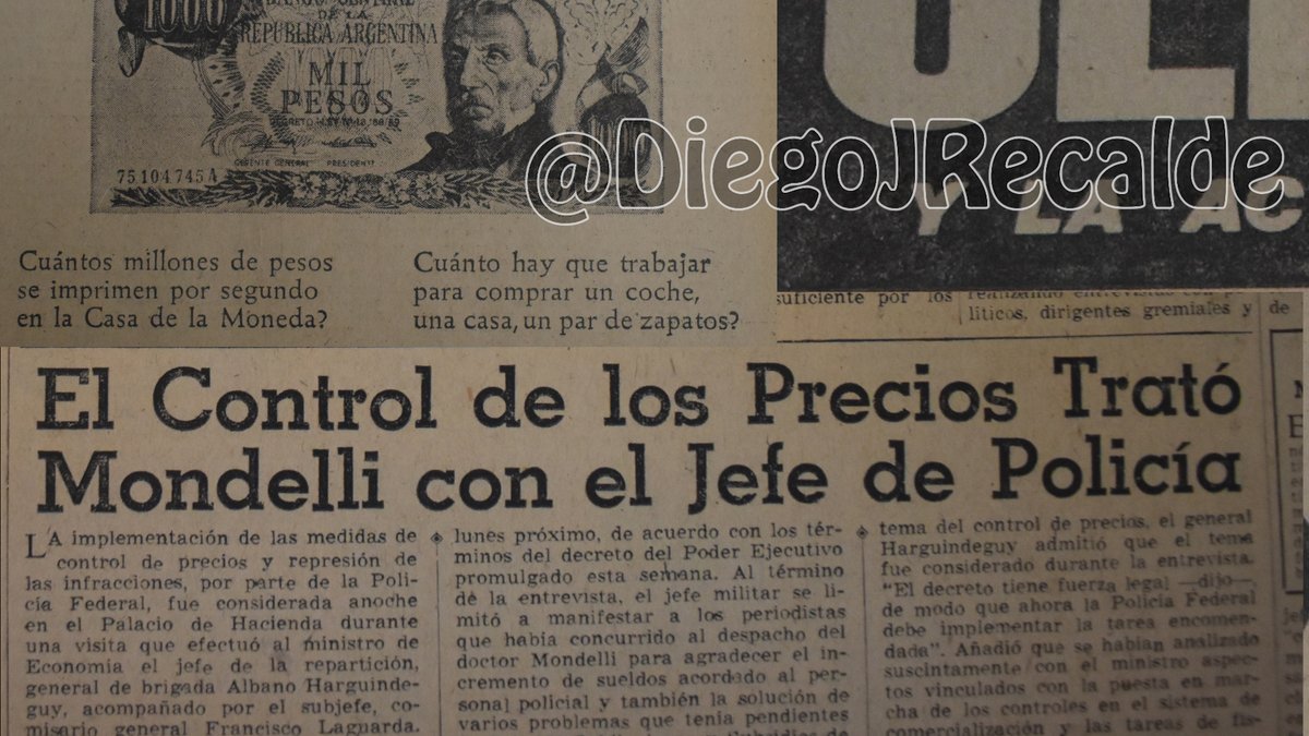 Mondelli, ministro de economía de Isabel, mientras imprimía millones de pesos por segundo, le pidió a la policía que respondía a Albano Harguindeguy, que controlara y obligara a los comerciantes a que respetaran el Control de Precios.
Todo peronismo pasado fue igual.