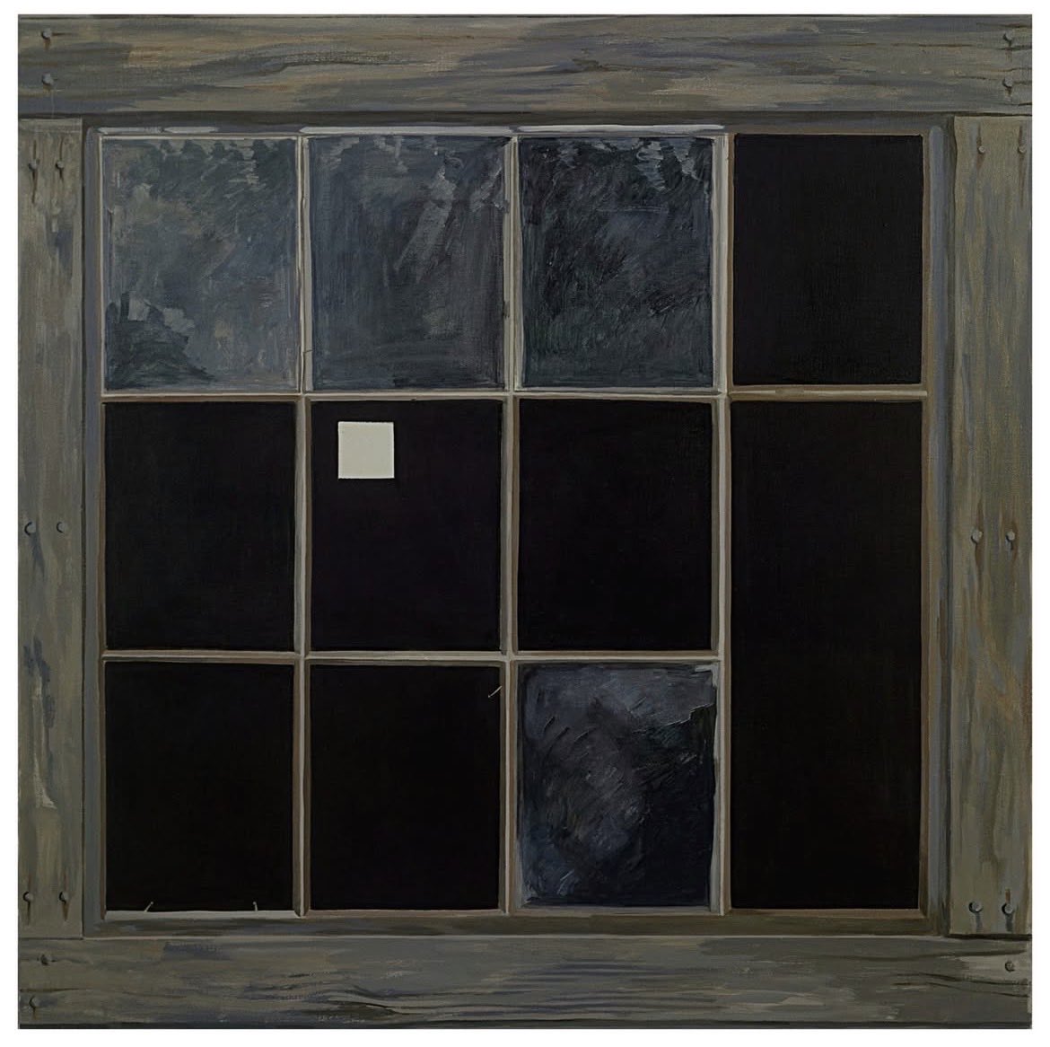 Lois Dodd, Barn Window with White Square (1991)