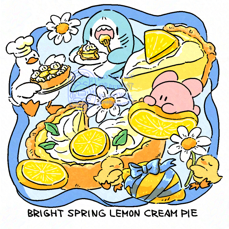 レモンクリームパイ🍋🥧
#パイの日 #ホワイトデー でした #イラスト