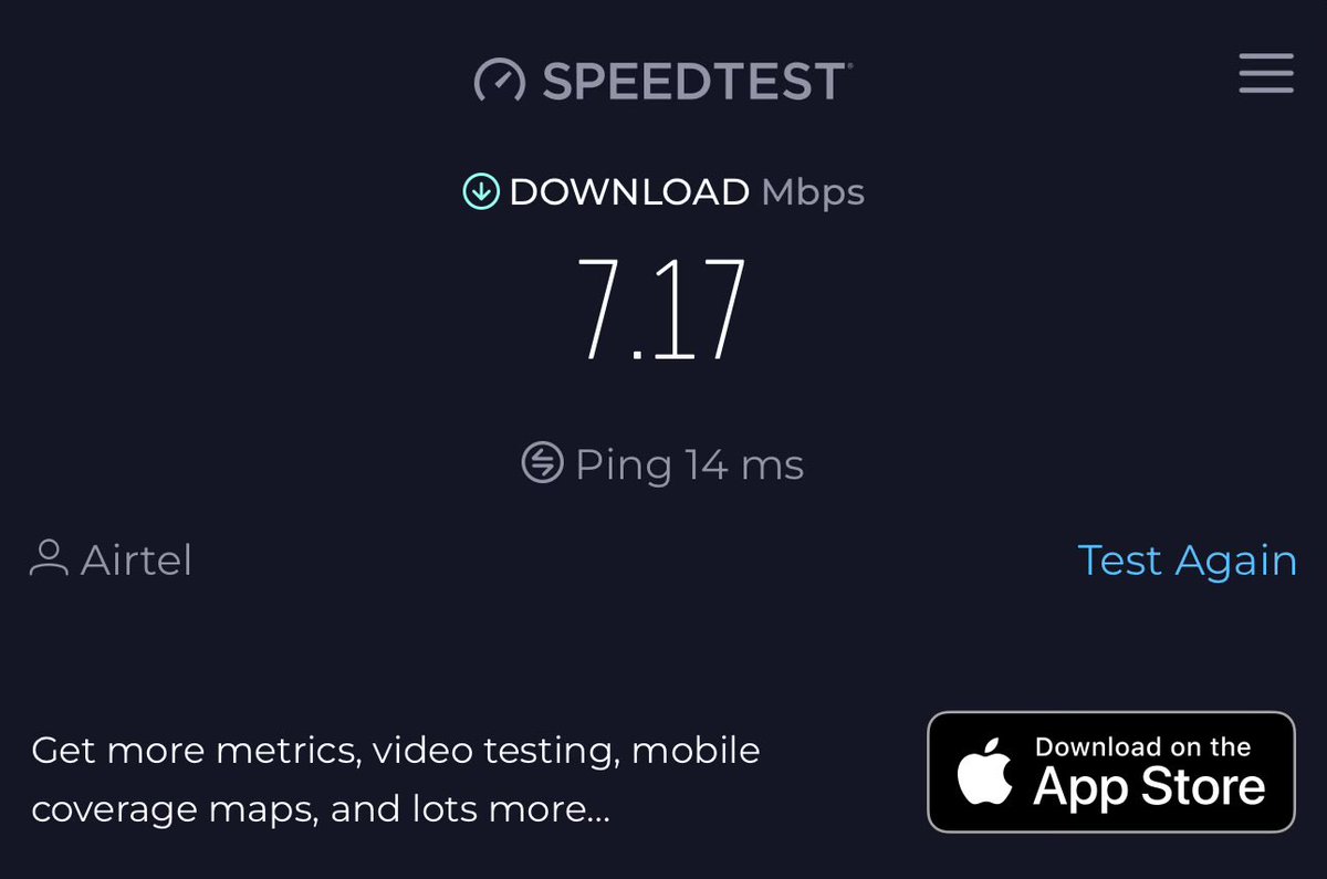 menomanoj's tweet photo. @Airtel_Presence Today’s WiFi speed I am getting https://t.co/aefuPGLWfH