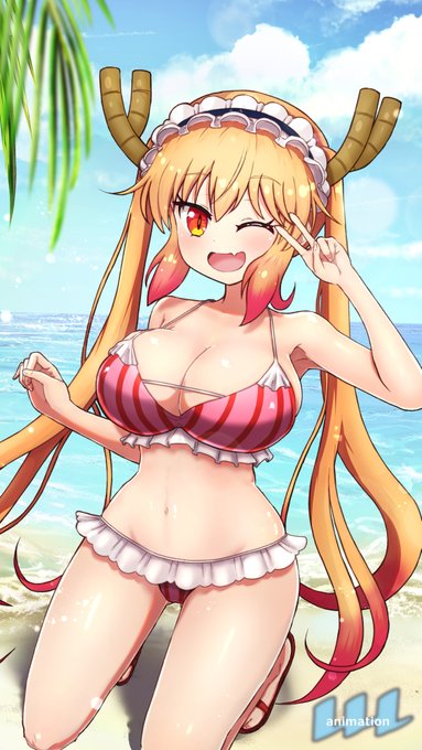 3年半くらい前に 始めて描いた水着トール アニメ&原作カラー 初心忘るべからず