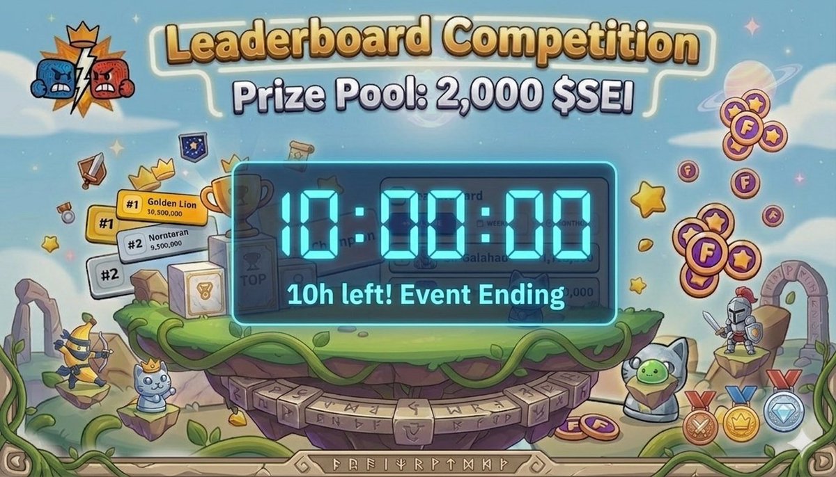 Faceoffarcade's tweet photo. ⏰ Last Chance to Climb the Leaderboard!

Only 10 hours left before the Weekly Leaderboard Competition ends.

💰 2,000 $SEI for top 10 winners
🏆 Every match still counts.
If you’re close to the top, now’s the time to push.
If you’re behind, there’s still time to make a comeback.

Jump in, win more matches, and secure your spot before the clock hits zero. ⚔️
https://t.co/GFk2GP0OcR