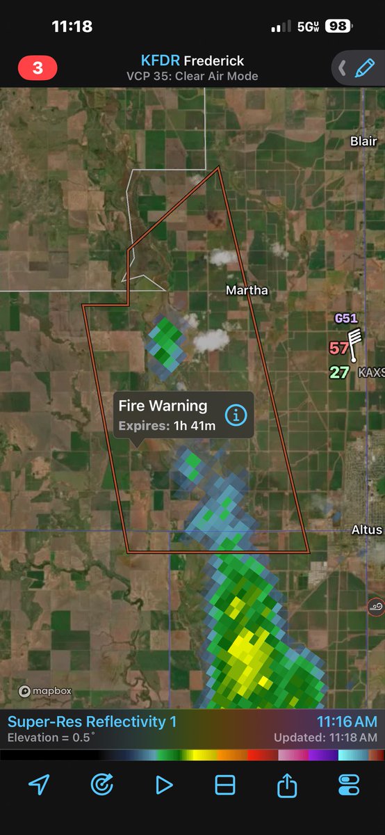 Jeff_Piotrowski's tweet photo. Breaking Weather OK: Fire Warning Jackson County OK.#okfire #okwx https://t.co/QOVlypC7NG