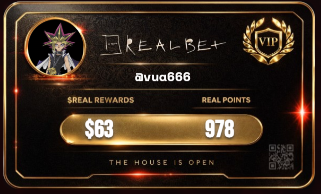 vua666's tweet photo. my @RealBet Season 1 VIP card just hit different

open your boxes. thank me later.

https://t.co/Pc7YbqJPwX https://t.co/dHa7zVZGmZ