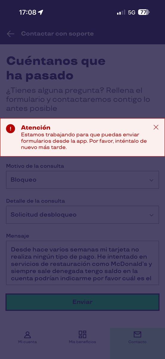 CarlosBeneyto's tweet image. Hello @pluxeeuk team, can you tell me why you have a form in the app... that doesn’t work? 🤣 I don’t know, give me a better email than a form that doesn’t work. #product (ps. App in Spain)
