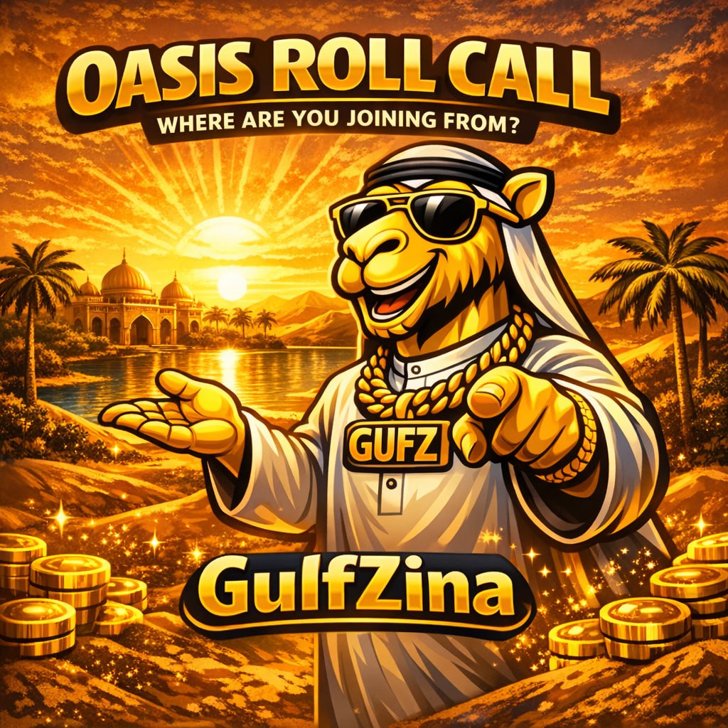 GulfZina's tweet photo. Oasis roll call. 🐪

Where are you joining from, habibi?

Drop your country below.

#GulfZina #GUFZ #CryptoCommunity #Memecoin #Solana https://t.co/lcEofC8T7i