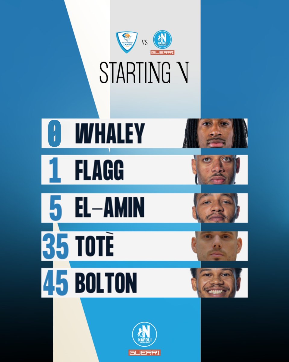basket_napoli's tweet image. 𝗦𝗧𝗔𝗥𝗧𝗜𝗡𝗚 5️⃣🏀

Pallacanestro Cantù 𝗩𝗦 Guerri Napoli 

#GuerriNapoli | #DestinationNapoli | #Starting5 💙