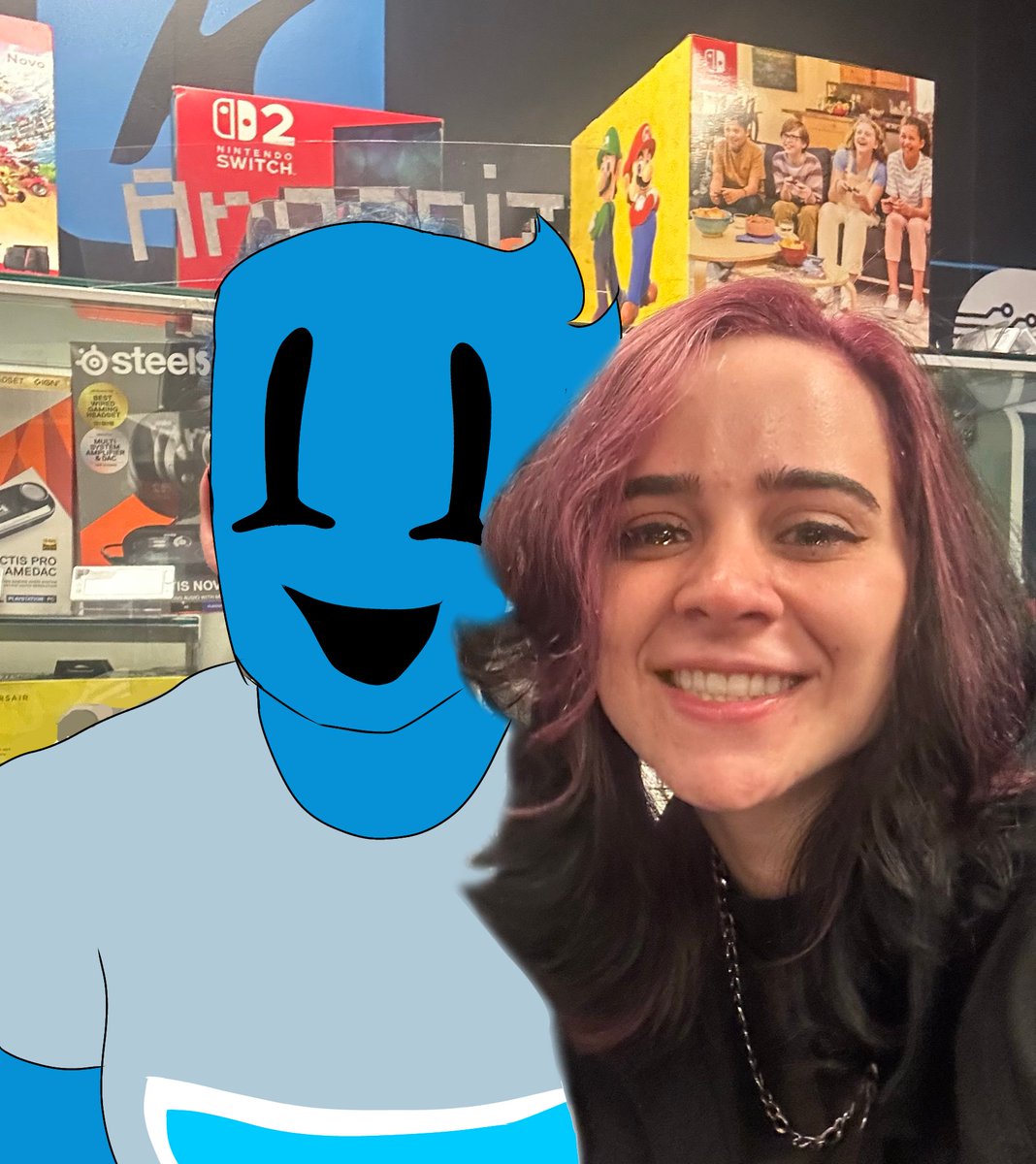Luvassrm2____'s tweet photo. A @MoonKase chorou muito quando me viu na kabum ano passado. 
Por favor @kabumcombr eu quero fazer ela chorar denovo #MoonkasenaKabum 
(Ignorem o nome e m cima da minha cabeça) https://t.co/kWVMUYsiUT