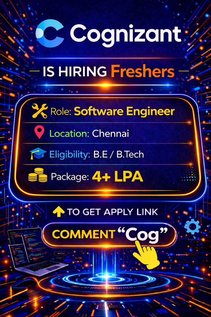 AkshayKumar_JAK's tweet image. #Fresher Openings for #Software Engineer roles:

Cognizant is hiring #Freshers for #Software Engineer.

Location: #Chennai

Eligibility:
- Bachelors Degree
- Java Certification is Mandatory

Link: careers.cognizant.com/global-en/jobs…

#Cognizant