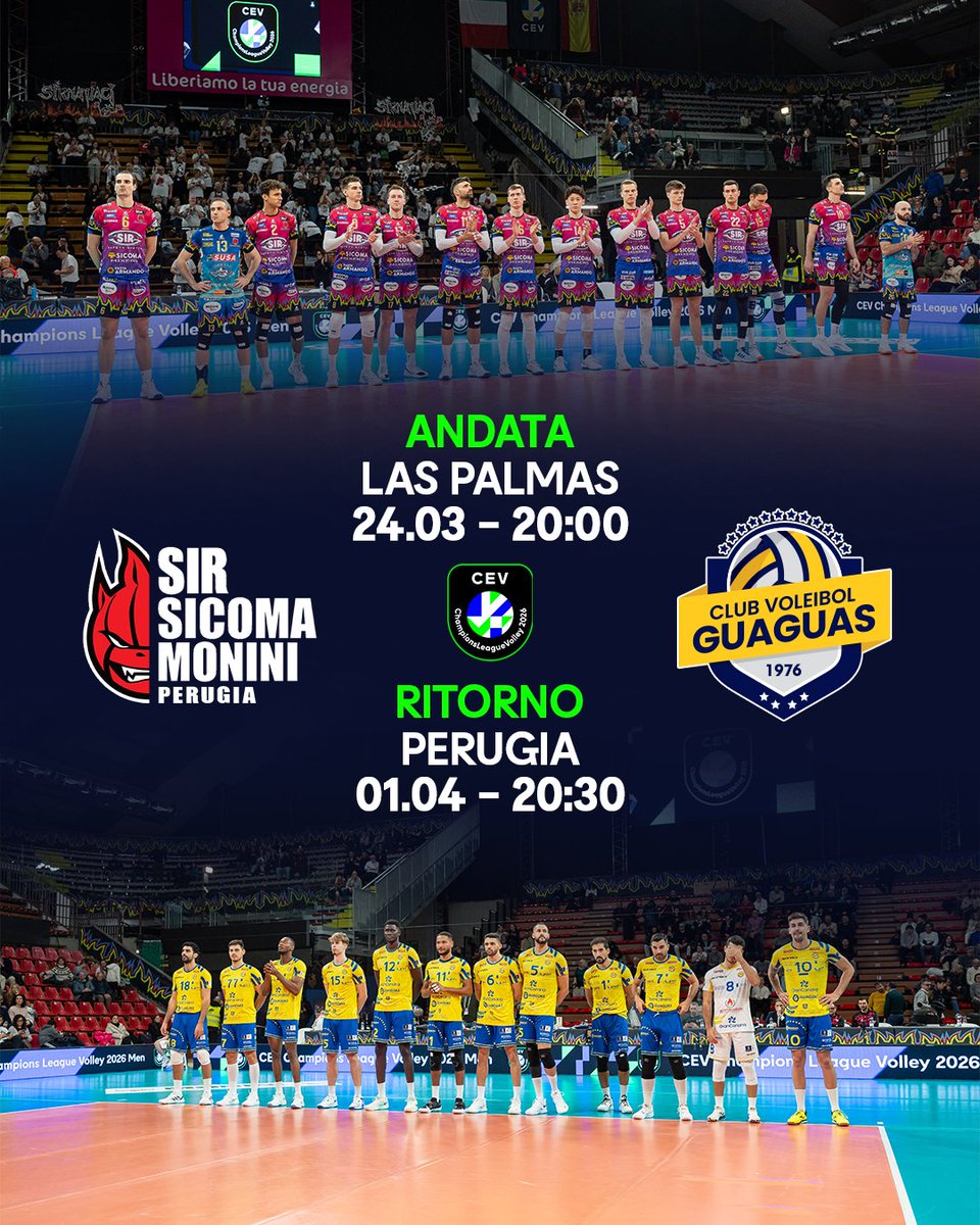 SIRVolleyPG's tweet image. 𝗖𝗵𝗮𝗺𝗽𝗶𝗼𝗻𝘀 𝗟𝗲𝗮𝗴𝘂𝗲 𝗤𝘂𝗮𝗿𝘁𝗲𝗿𝗳𝗶𝗻𝗮𝗹𝘀

🗓️ 24.03 - 20:00 (ora italiana)
✈️ Las Palmas - Gran Canaria

🗓️ 01.04 - 20:30
🏠 Perugia

#BlockDevils #CLVolleyM